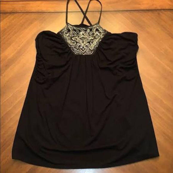 White House Black Market Tops - EUC WHBM sz xs black embellished tank